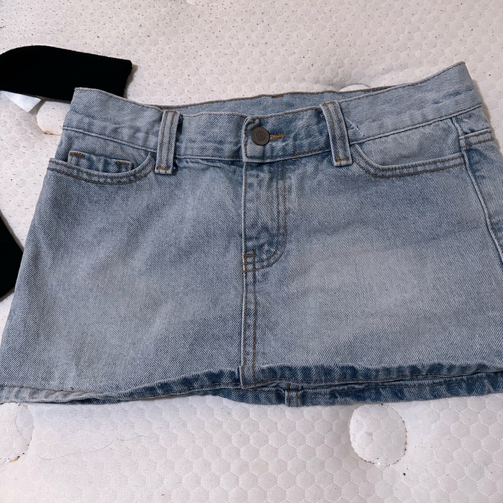 denim mini skirt